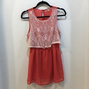 Lily White Orange Dress with White Lace